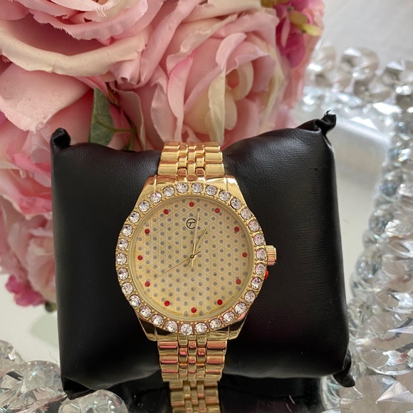 New men’s gold red mix icy shiny watch - Picture 2 of 4